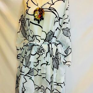 Coverup silk dresses with belt black and with